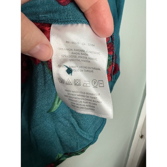 Anthropologie Maeve Kalas teal henley floral woven blouse - Picture 4 of 10